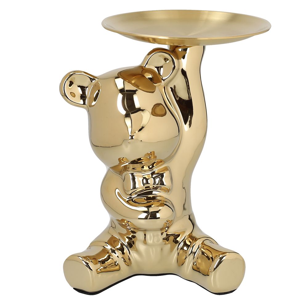 tognana tognana orso con vassoio home decor bear h 21 cm ceramica oro ean 8056444479676