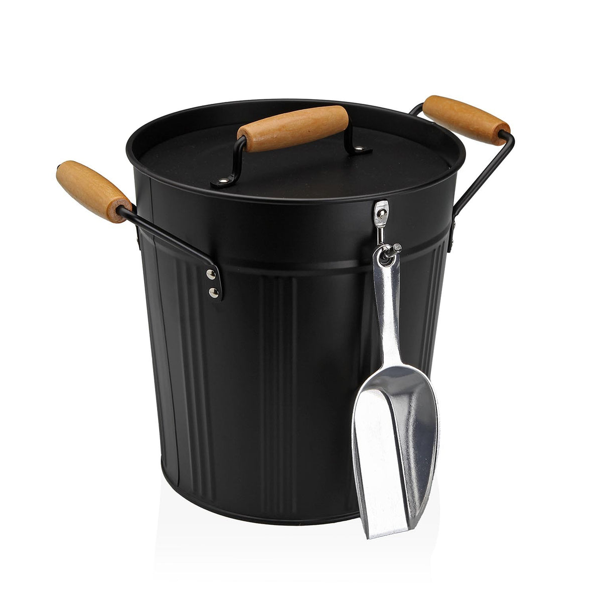 versa versa secchiello ghiaccio d 162 cm h 225 cm con coperchio e cucchiaio acciaio nero ean 8420327566591