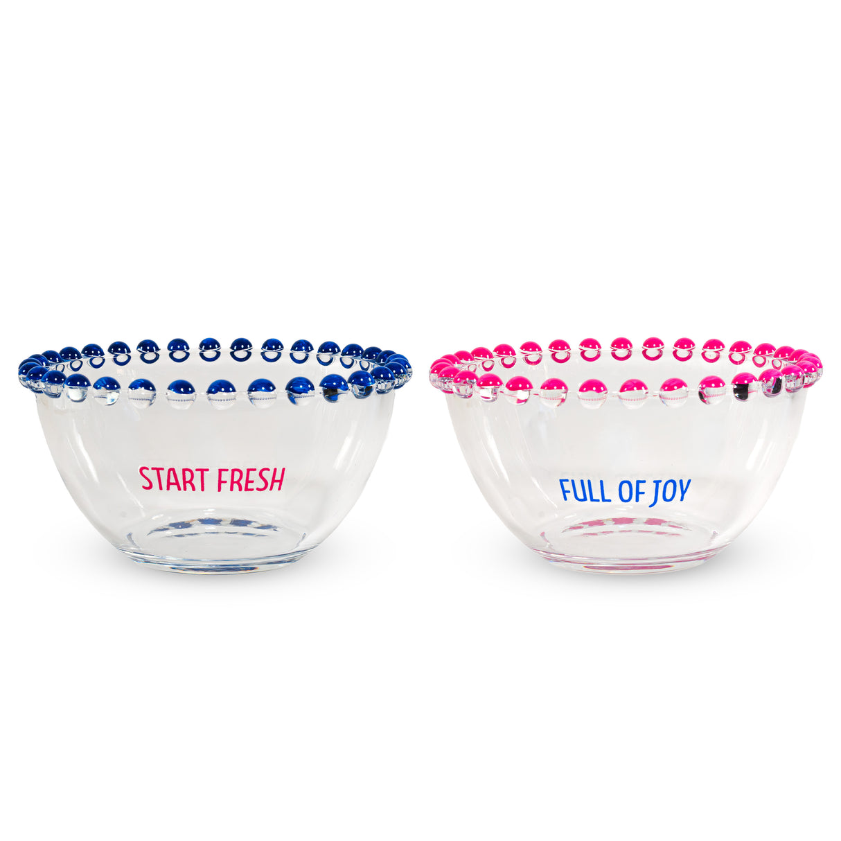 wd lifestyle wd lifestyle set 2 ciotole 500 ml in vetro decorazione start fresh e full of joy rosa blu ean 8055035685007