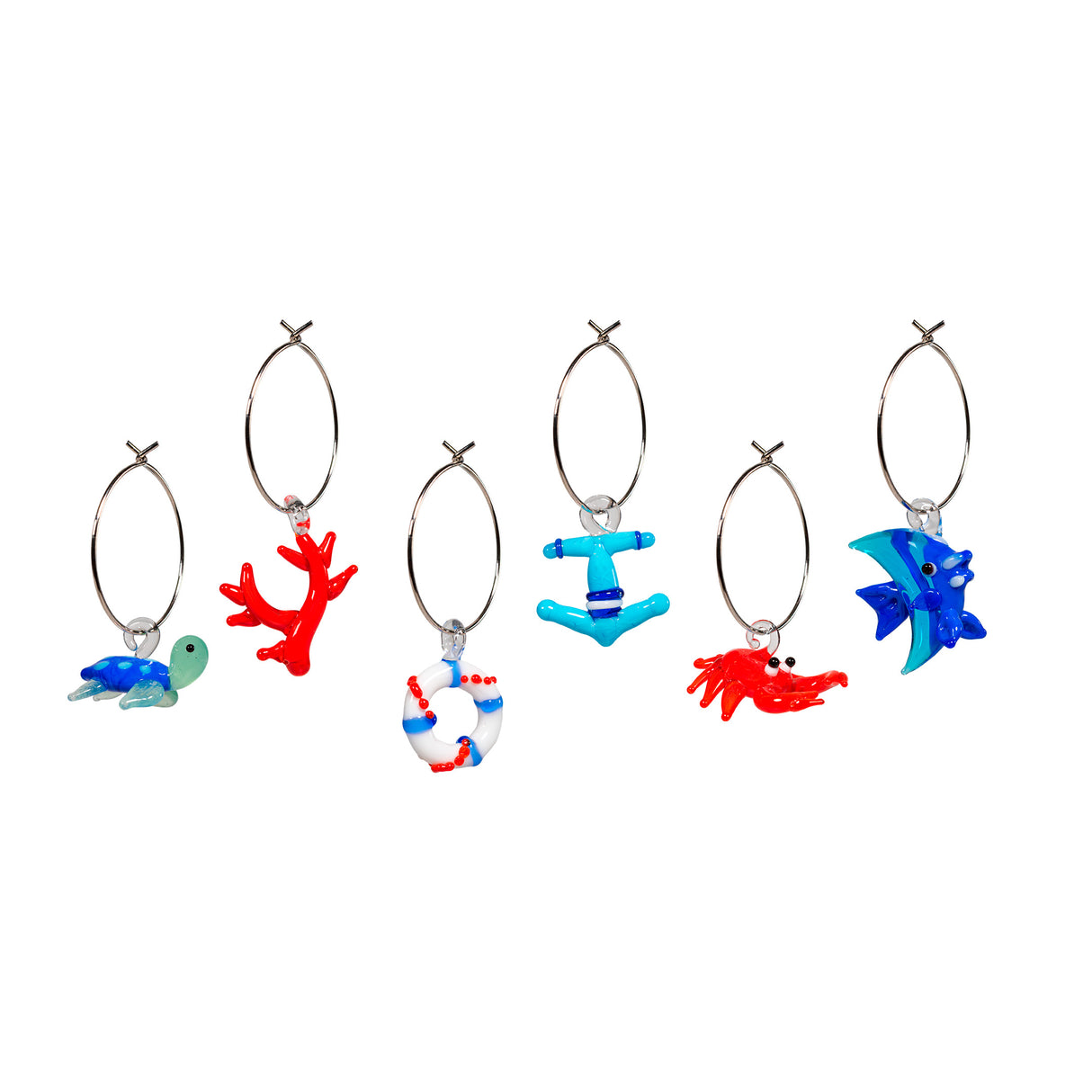 wd lifestyle wd lifestyle set 6 anellini segnaposto vetro colorato decoro animali marini ean 8055035685687