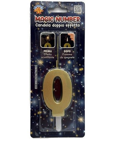 bigiemme bigiemme candela magic number nr 0 doppio uso scintillante e fiamma h 68 cm oro ean 8006941012159