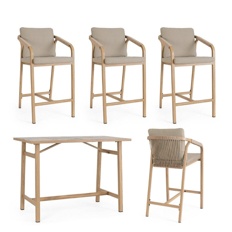 bizzotto bizzotto set bar tavolo rettangolare e 4 sgabelli kalimera colore desert ean 8051836779006