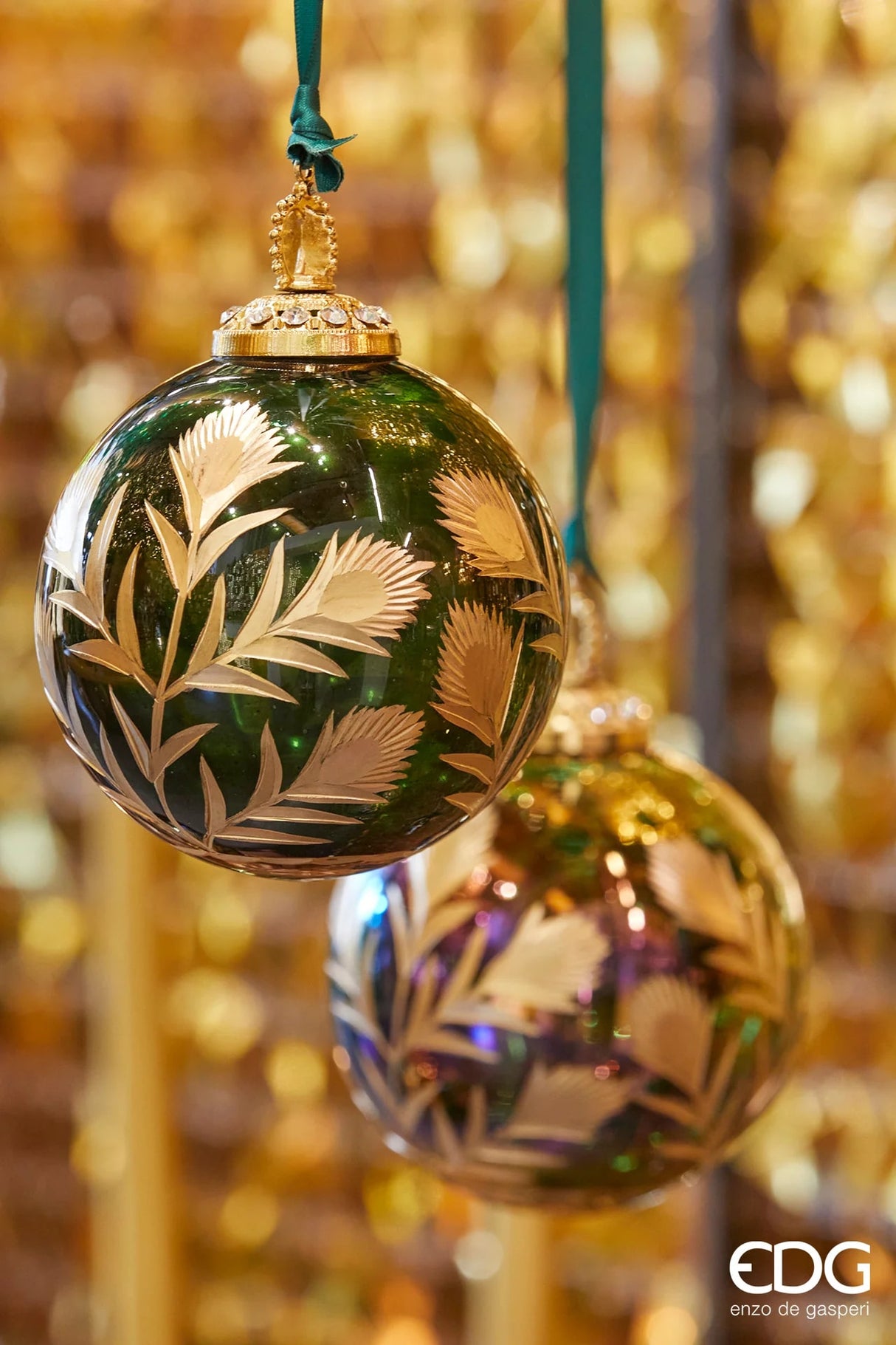 edg enzo de gasperi edg enzo de gasperi addobbo natale palla fiori ass d 75 cm green gold 1 pz ean 8059824410627