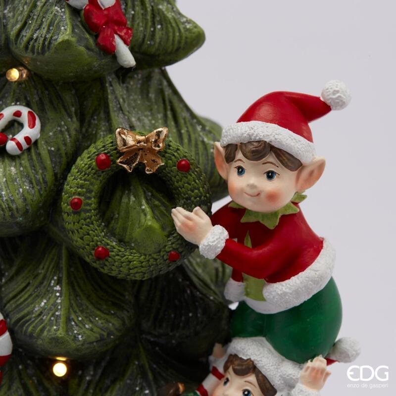edg enzo de gasperi edg enzo de gasperi carillon pino con elfi natalizi con led h 37 cm d 16 cm verde rosso ean 8059824295521