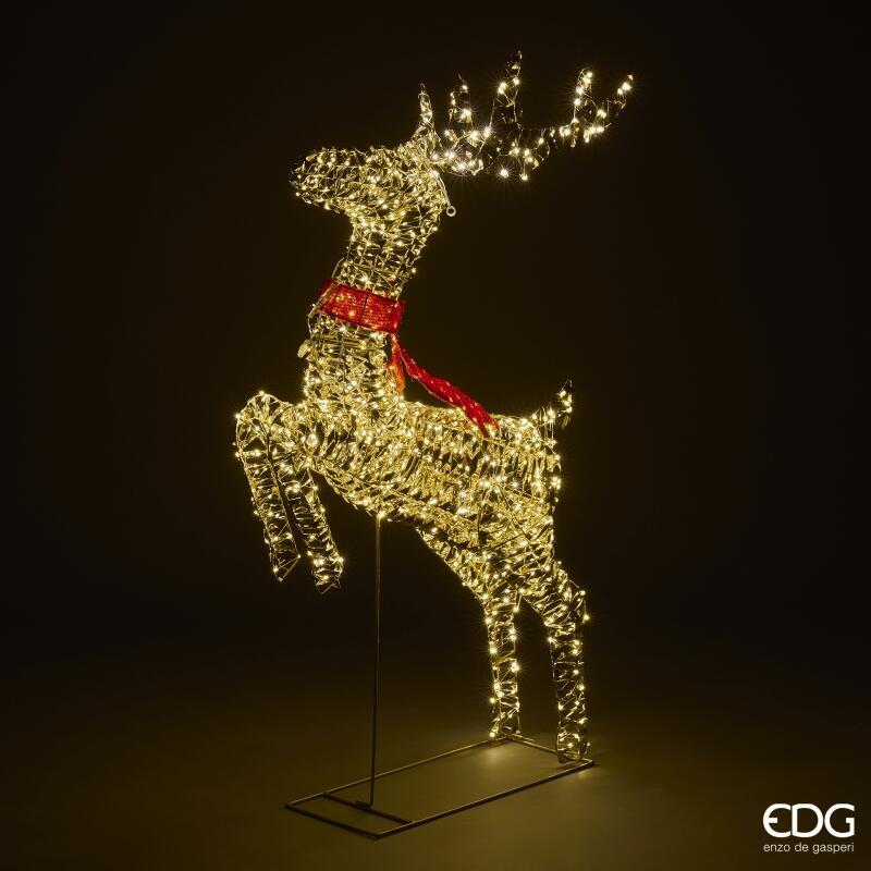 edg enzo de gasperi edg enzo de gasperi decoro natale renna con fiocco 960 microled h 119 cm l 63 cm l 22 cm ip44 gold ean 8059824546968