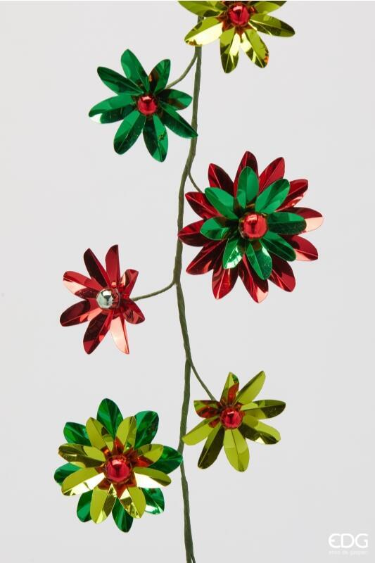 edg enzo de gasperi edg enzo de gasperi gerbera metal festone di natale l 182 cm green red ean 8059824544742