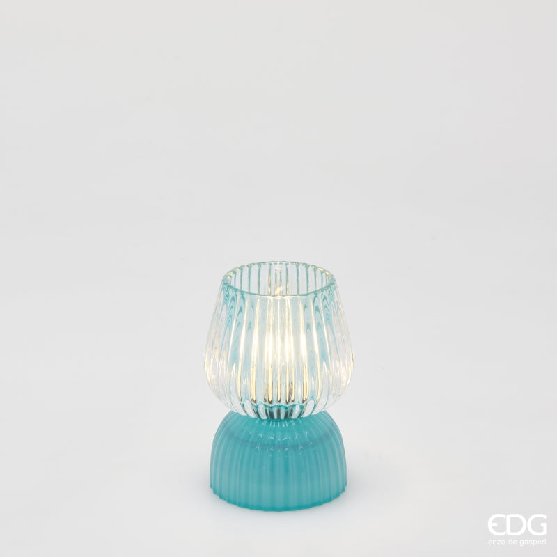 edg enzo de gasperi edg enzo de gasperi lampada da tavolo biforma a righe led h 13 cm d 9 cm ip20 celeste ean 8059824630414