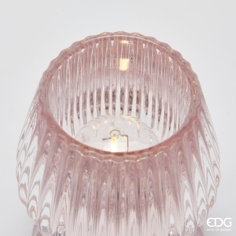 edg enzo de gasperi edg enzo de gasperi lampada da tavolo biforma a righe led h 13 cm d 9 cm ip20 rosa ean 8059824630377