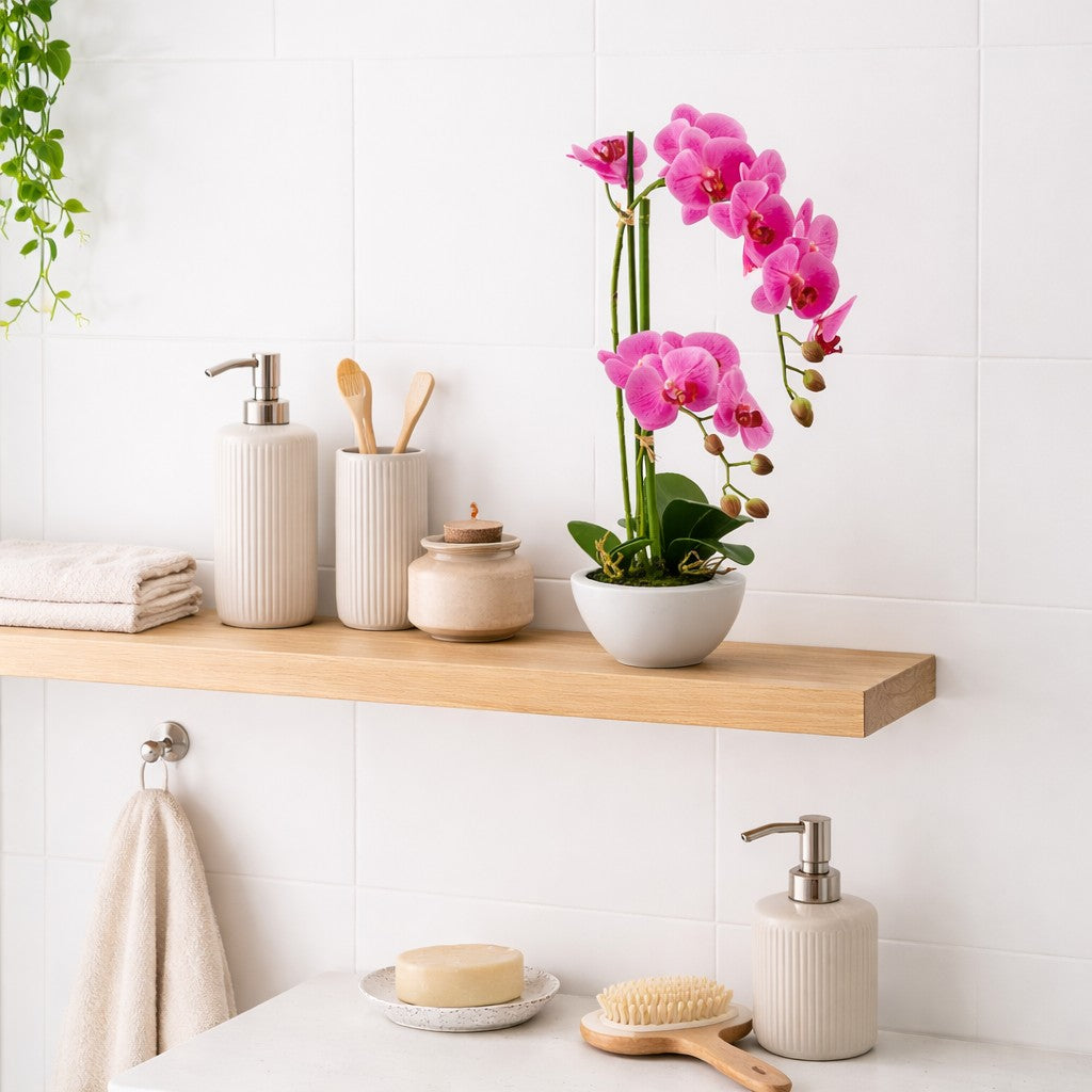 edg enzo de gasperi edg enzo de gasperi orchidea phalaenopsis real x2 con vaso h 50 cm pianta artificiale fuchsia ean 8054184927310