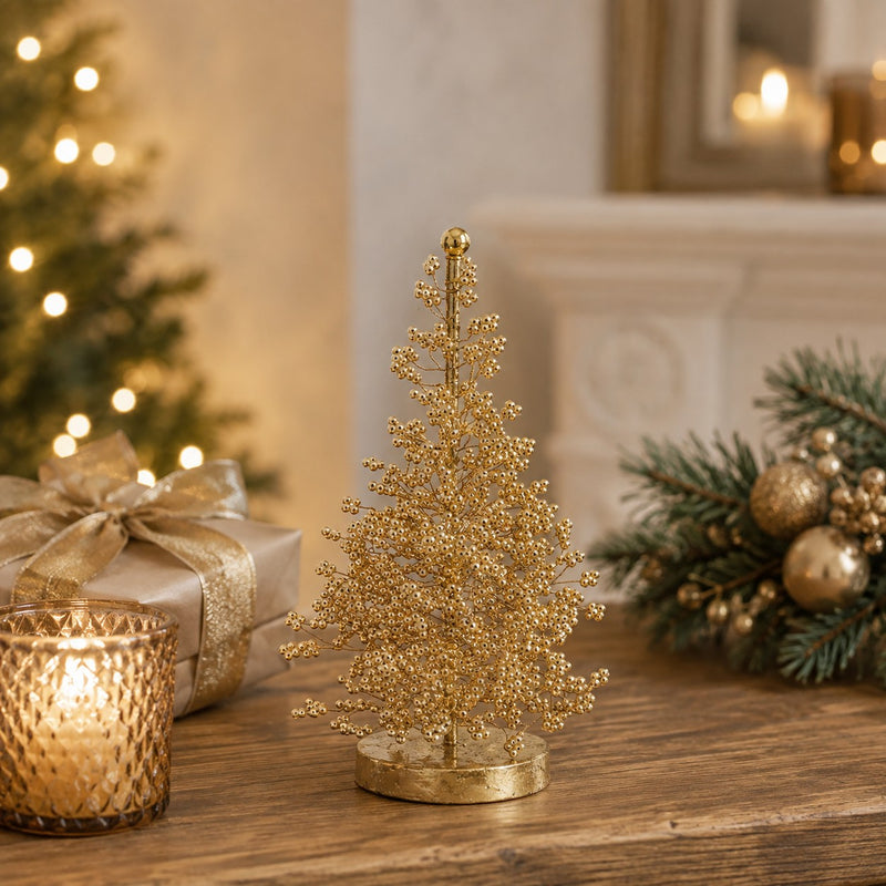 edg enzo de gasperi edg enzo de gasperi pino natalizio con perline h30 16 cm oro decorazione di natale ean 8059824726407