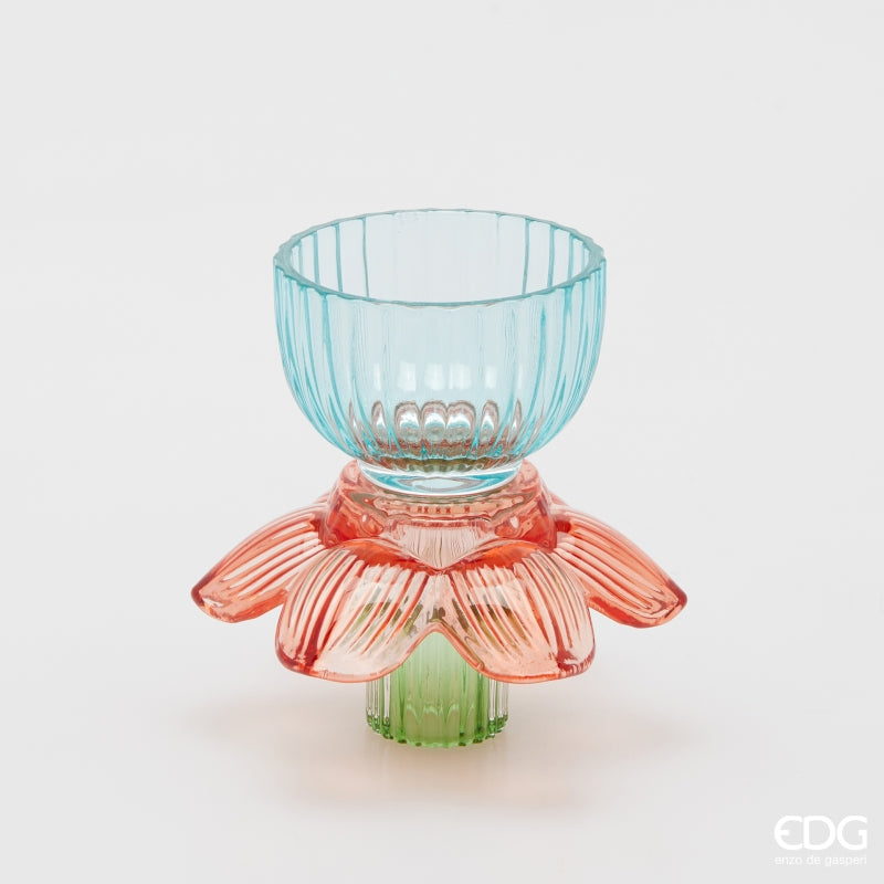 edg enzo de gasperi edg enzo de gasperi portacandela flower in vetro h 125 cm d 12 cm blu mix ean 8059824610041