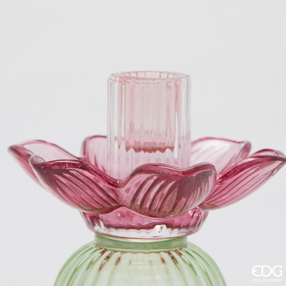 edg enzo de gasperi edg enzo de gasperi portacandela flower in vetro h 125 cm d 12 cm violet mix ean 8059824630292