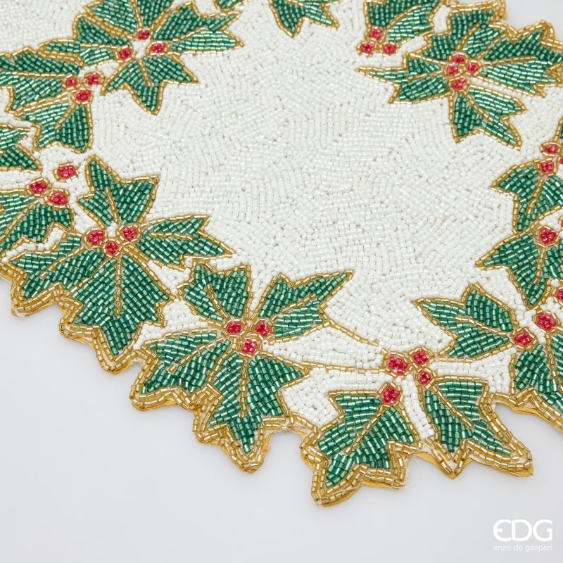 edg enzo de gasperi edg enzo de gasperi runner agrifoglio natale con perle l 90 cm l 30 cm white green ean 8059824559838