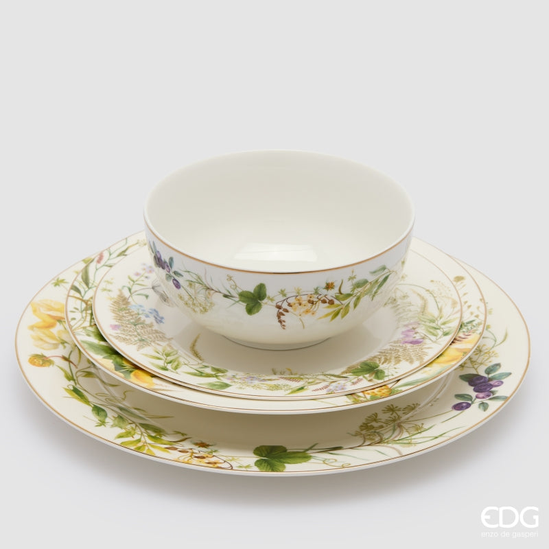 edg enzo de gasperi edg enzo de gasperi „Fiorimix“ – Suppenteller, Obstteller, Schalen, 24-teilig, gelb-grün, EAN 8059824654663