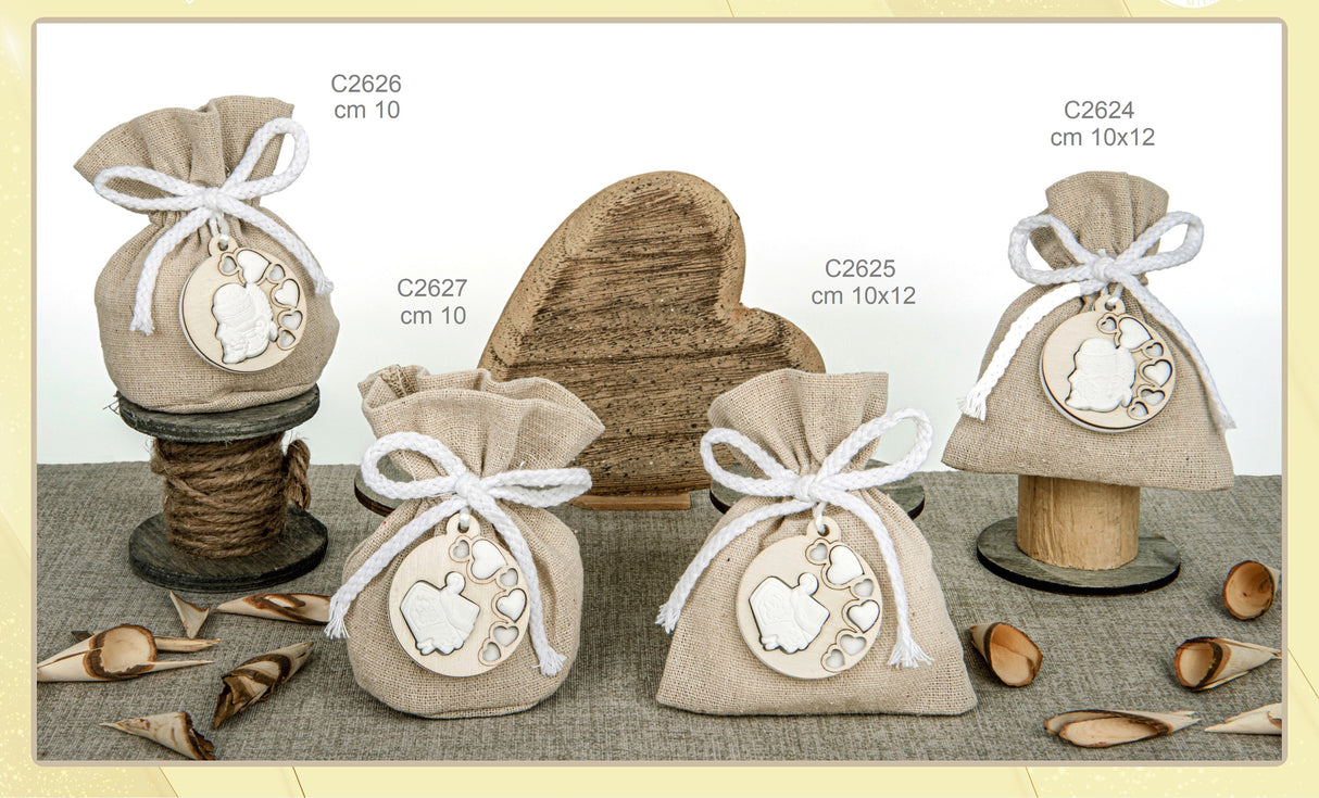 etm etm sacchetti ruota bag bomboniera portaconfetti 10 x 12 cm comunione avana 12 pz ean 8057500589100