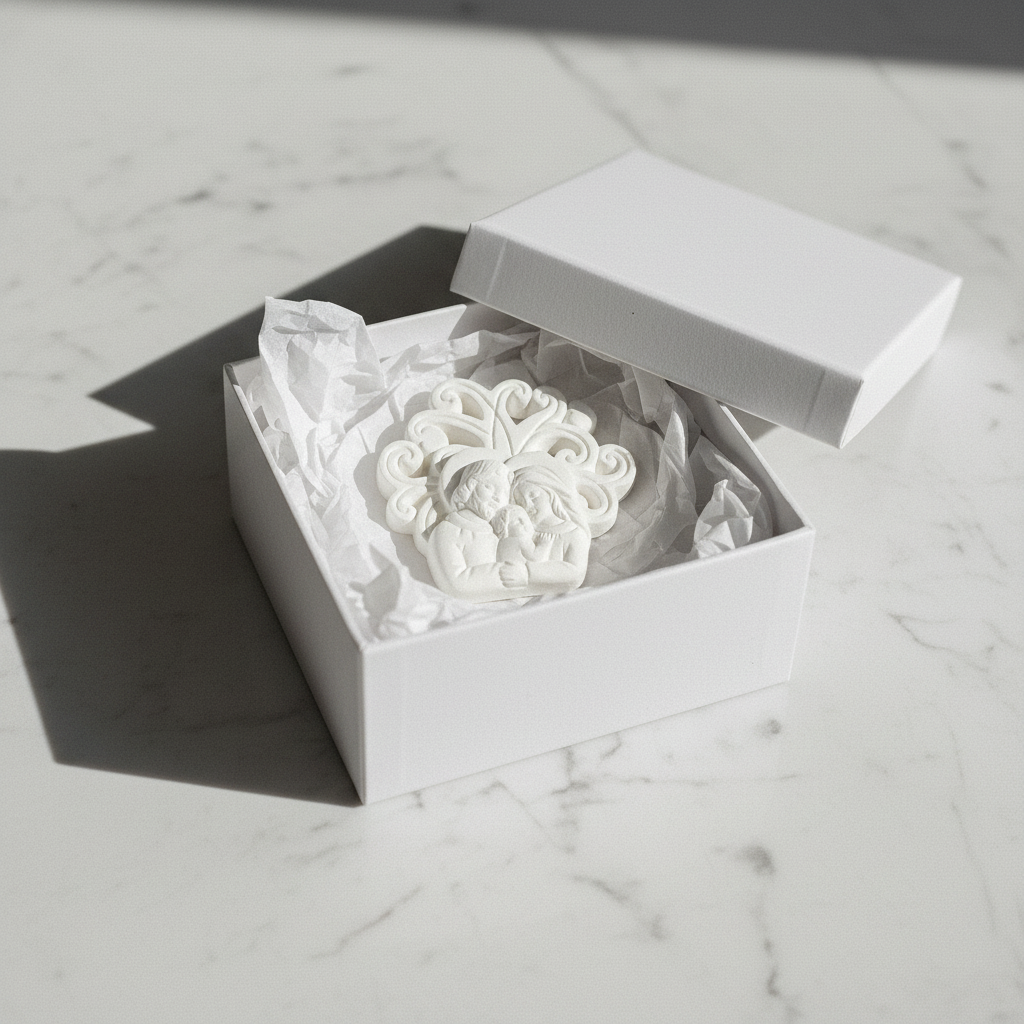 Gesso Famiglia ETM bianco 4,3 cm, set 12 pz. Bomboniera e decorazione per matrimoni, battesimi e cerimonie.