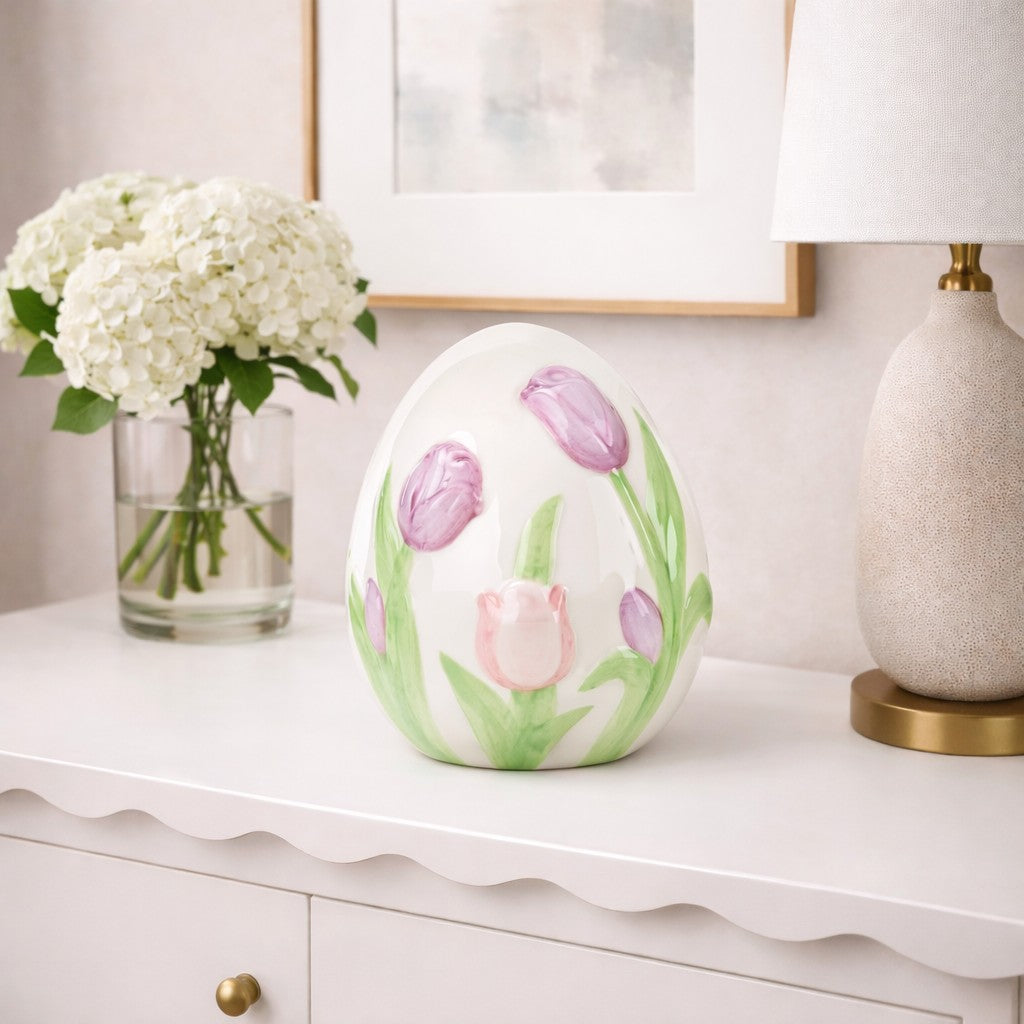 fade fade uovo decorazione tulipani 10 x 11 cm bianco ean 8016175592266