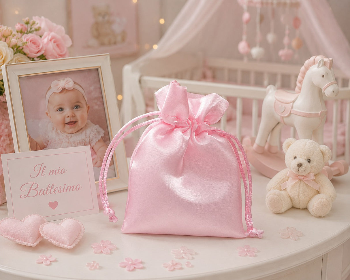 larcolaio larcolaio sacchetto organza lucido 9x12 cm portacanfetti rosa bomboniera elegante 12 pz ean 8059558631619