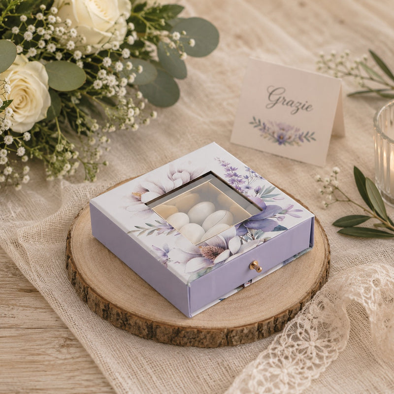 larcolaio larcolaio scatola flowers portaconfetti 12 x 12 x 4 cm bomboniera violet 1 pz ean 8059558632517