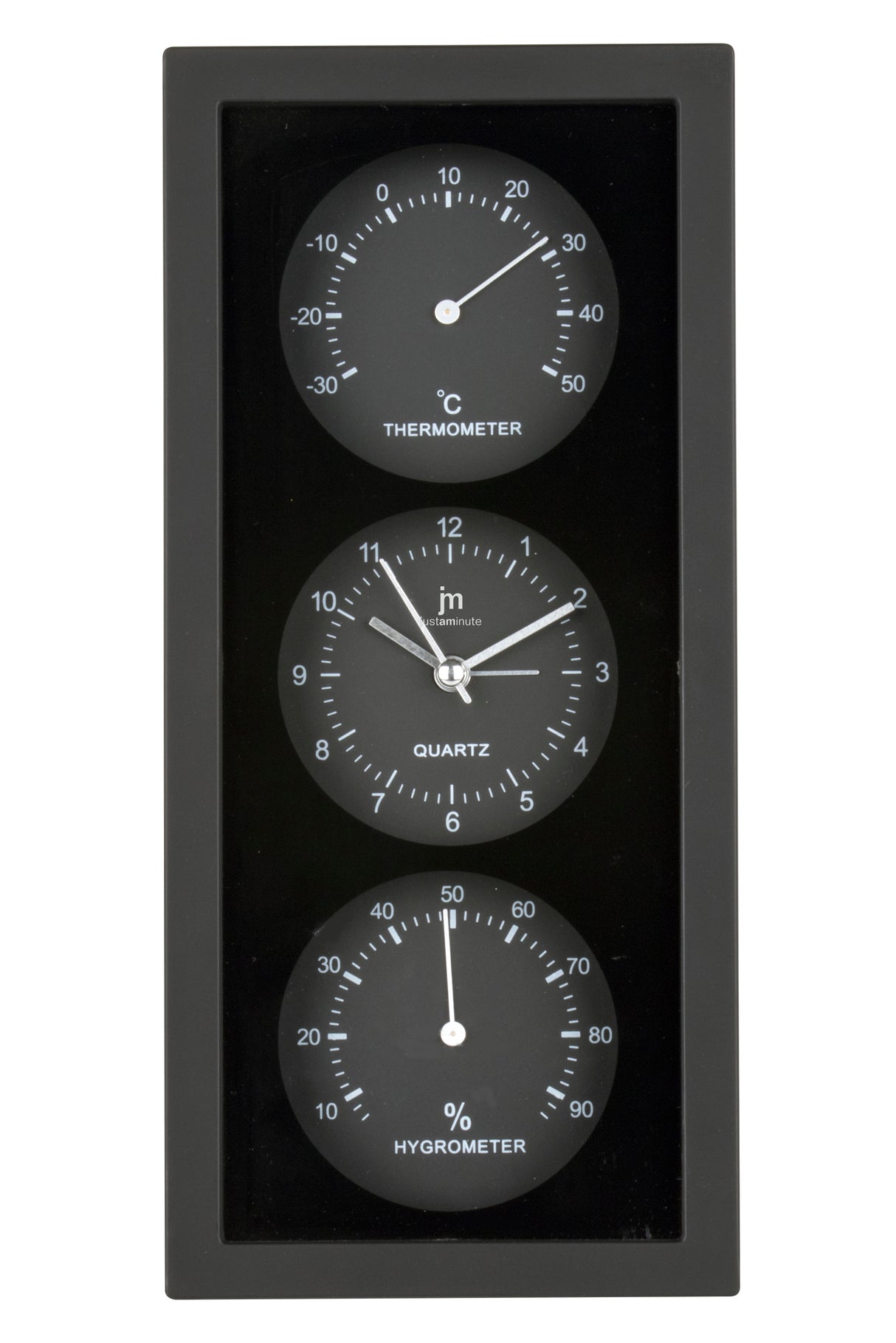 lowell lowell orologio da parete o appoggio con sveglia termometro e igrometro 12 x 26 cm ass bianco nero o grigio 1 pz ean 8008457153326