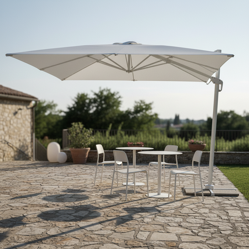 moia greenwood moia greenwood ombrellone colorado 3 x 4 m in alluminio bianco ombrellone outdoor con telo in poliestere bianco design moderno ean 8013054837753