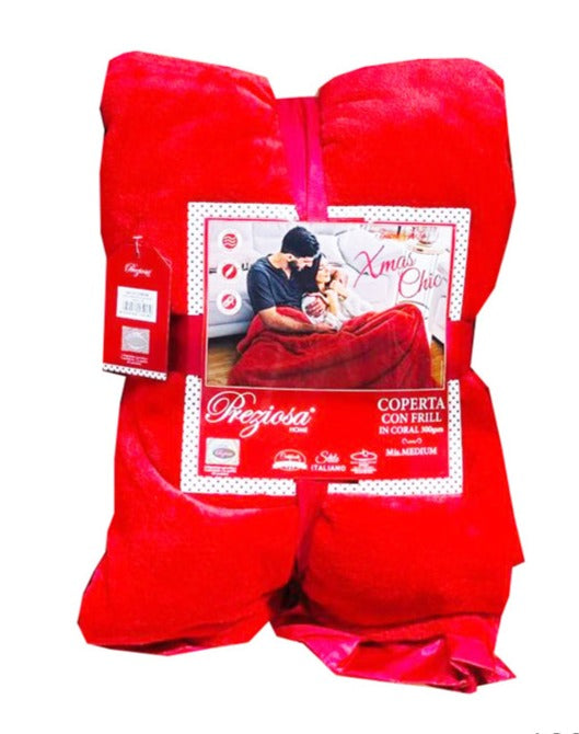 preziosa home preziosa home plaid in coral ass natale 210 x 240 cm con codatopo e frill 1 pz ean 8050264186707