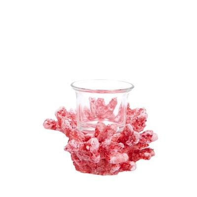 regalo italiano regalo italiano portacandela tealight corallo ass 14 x 12 x 10 cm resina e vetro 1 pz ean 8057586183971