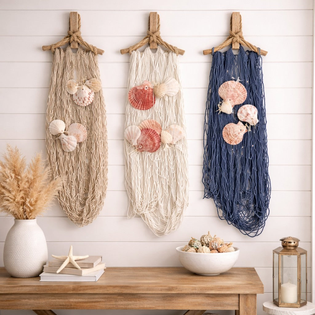 Italienisches Geschenk Italienisches Geschenk Dekoratives Baumwolltuch mit Muscheln 120 x 250 cm Meeresdekoration für die Wand im Haus 1 Stück EAN 8057586101616