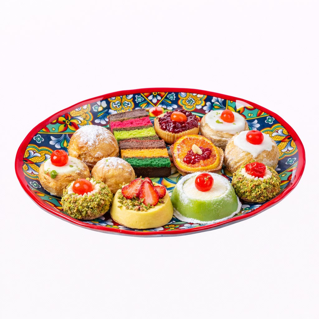 regalo italiano regalo italiano vassoio ovale rian in melamina 40 x 30 cm h 3 cm rosso blu ean 8057586160606