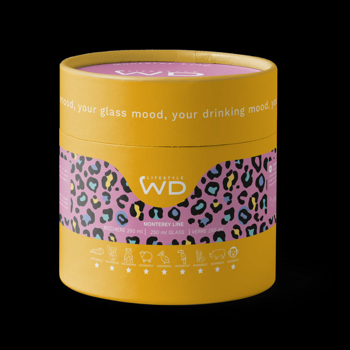 wd lifestyle wd lifestyle bicchiere vetro borosilicato cc 250 ml decoro scimmia ean 8055035680521