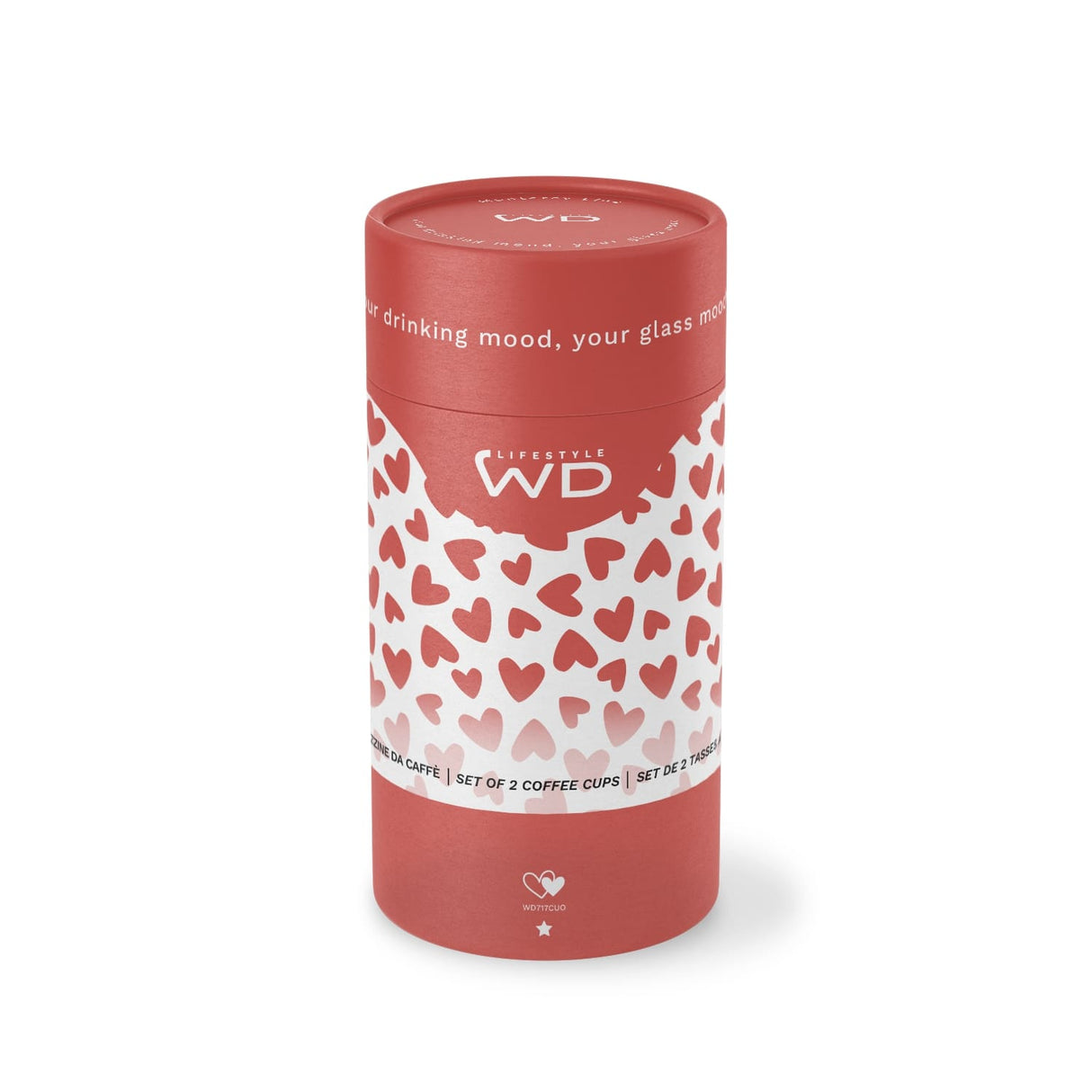 wd lifestyle wd lifestyle set 2 tazzine caffe vetro borosilicato 130 ml decoro cuori ean 8055035681344