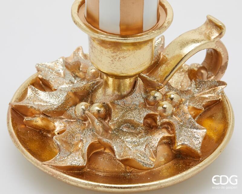 edg enzo de gasperi edg enzo de gasperi candela a led con piattino di natale h 38 cm d 18 cm bianco oro ean 8059824563477