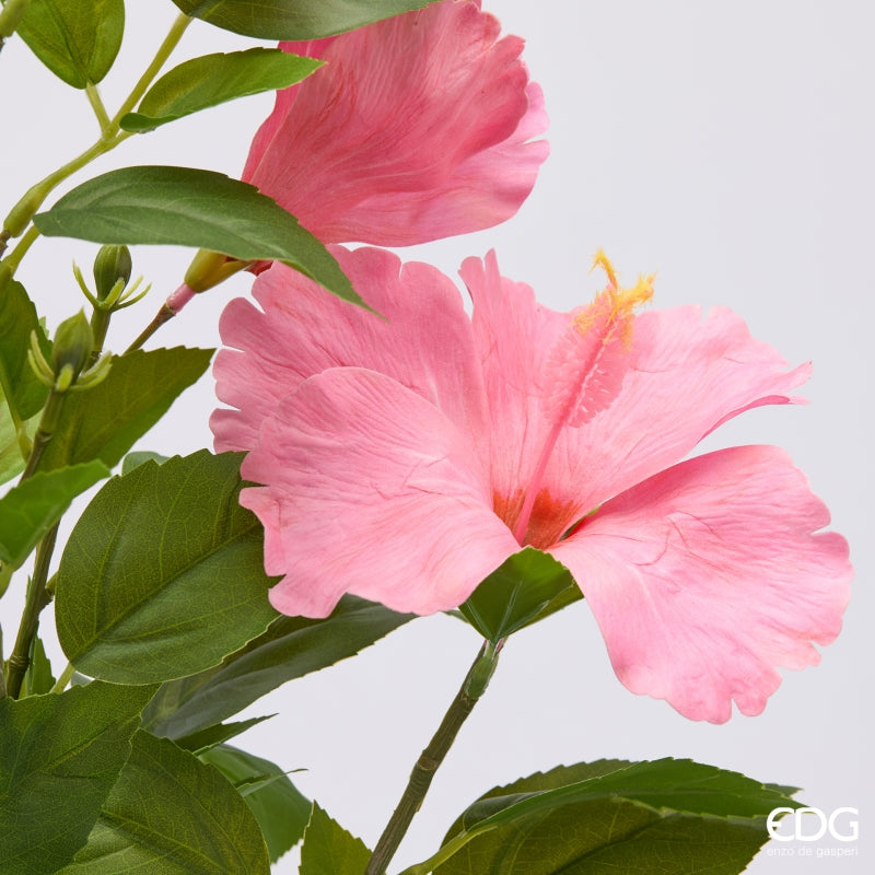 edg enzo de gasperi edg enzo de gasperi hibiscus ramo x4 con foglie pianta artificiale ass h 90 cm d 10 cm rosa chiaro o scuro 1 pz ean 8059824634405