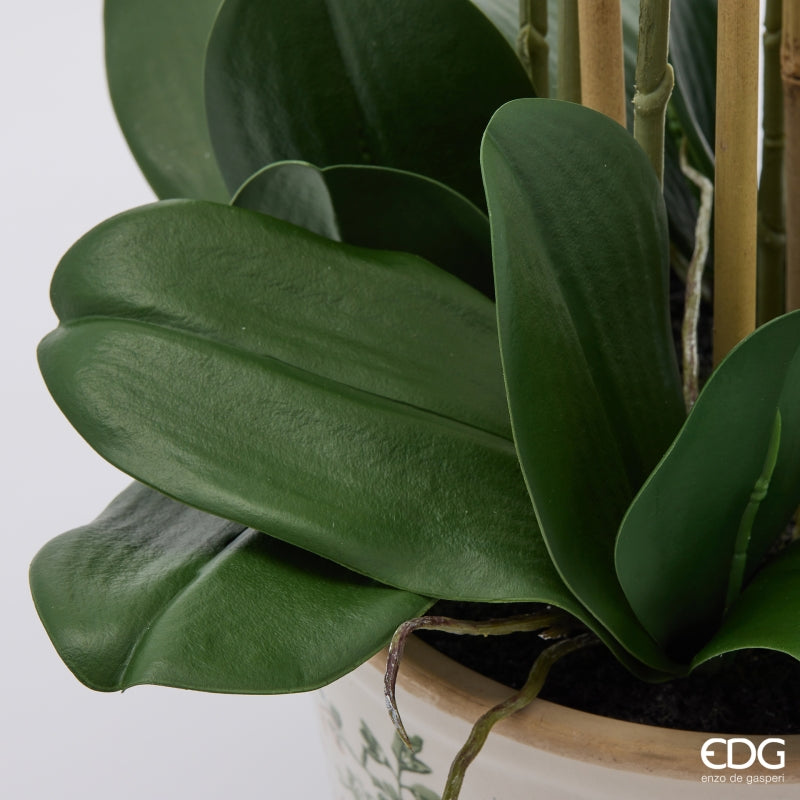 edg enzo de gasperi edg enzo de gasperi orchidea phalaenopsis x8 con bocciolo e vaso pianta artificiale h 90 cm bianco ean 8059824669285