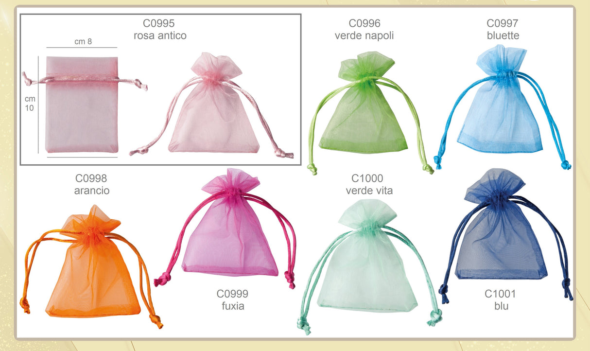 etm etm sacchetto bag organza con tirante bomboniera portaconfetti 8 x 10 cm blu 10 pz ean 8057500588851