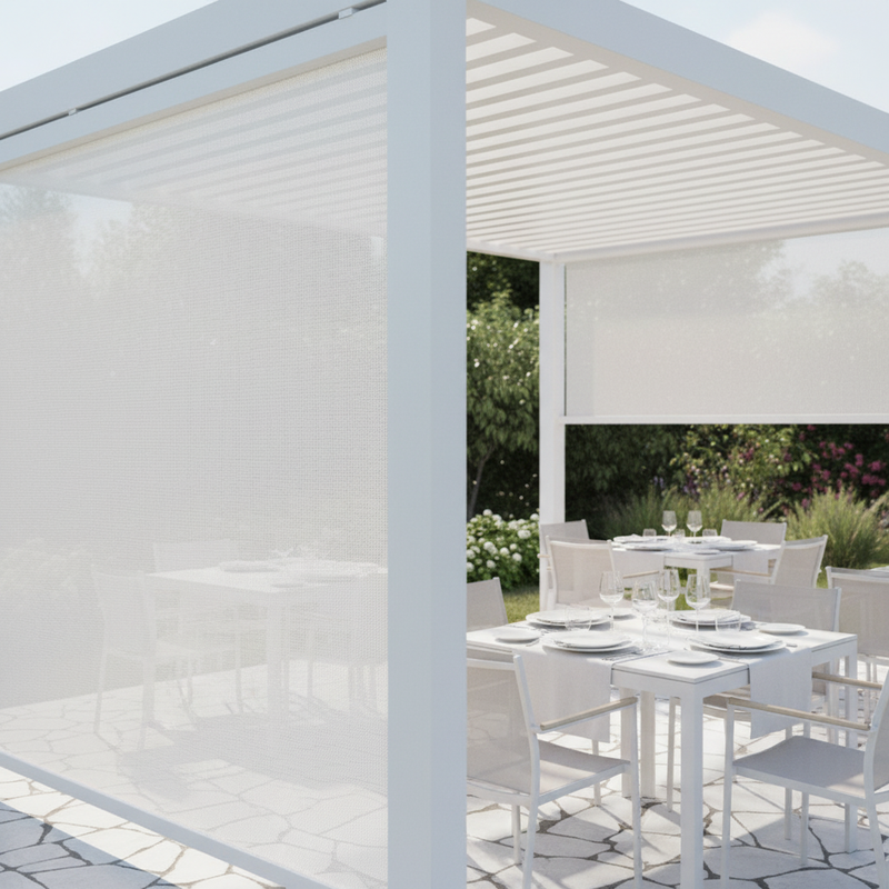 Tenda Oscurante Autoavvolgente Textilene 3m Bianca – Ristorante Mediterraneo Pranzo Privacy