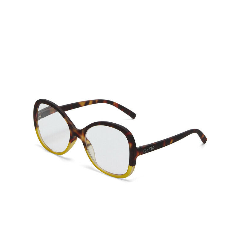 okkia okkia occhiale da lettura mod verona premontato butterfly soft touch spring anti luce blu havana giallo diottrie 2 50 ean 8056211374487