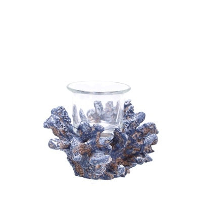 regalo italiano regalo italiano portacandela tealight corallo ass 14 x 12 x 10 cm resina e vetro 1 pz ean 8057586183971