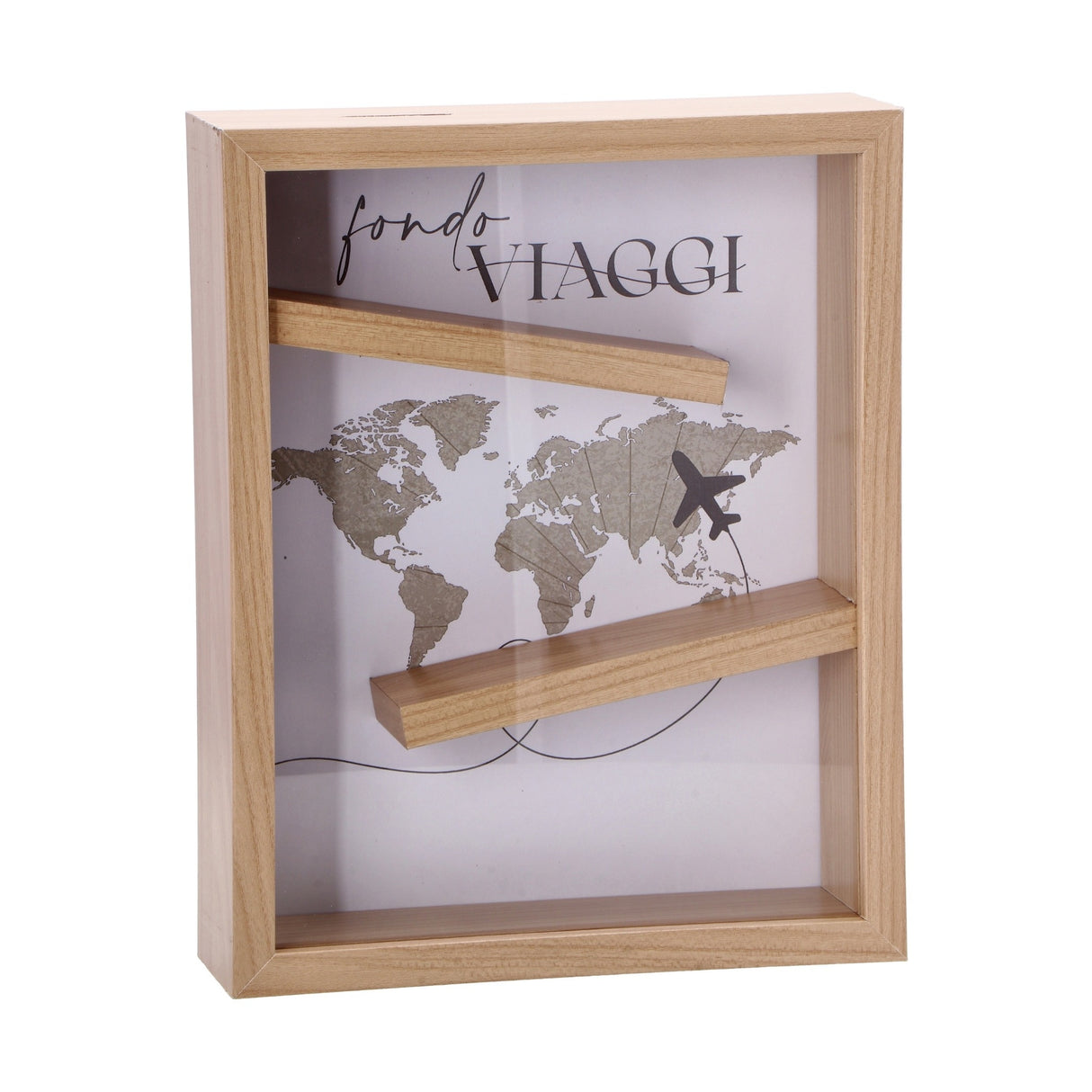 Italienisches Geschenk Italienisches Geschenk Sparbüchse aus MDF und Glas 20 x 6 cm, H 25 cm, dekorative, moderne Sparbüchse, 1 Stück, EAN 8057586123717