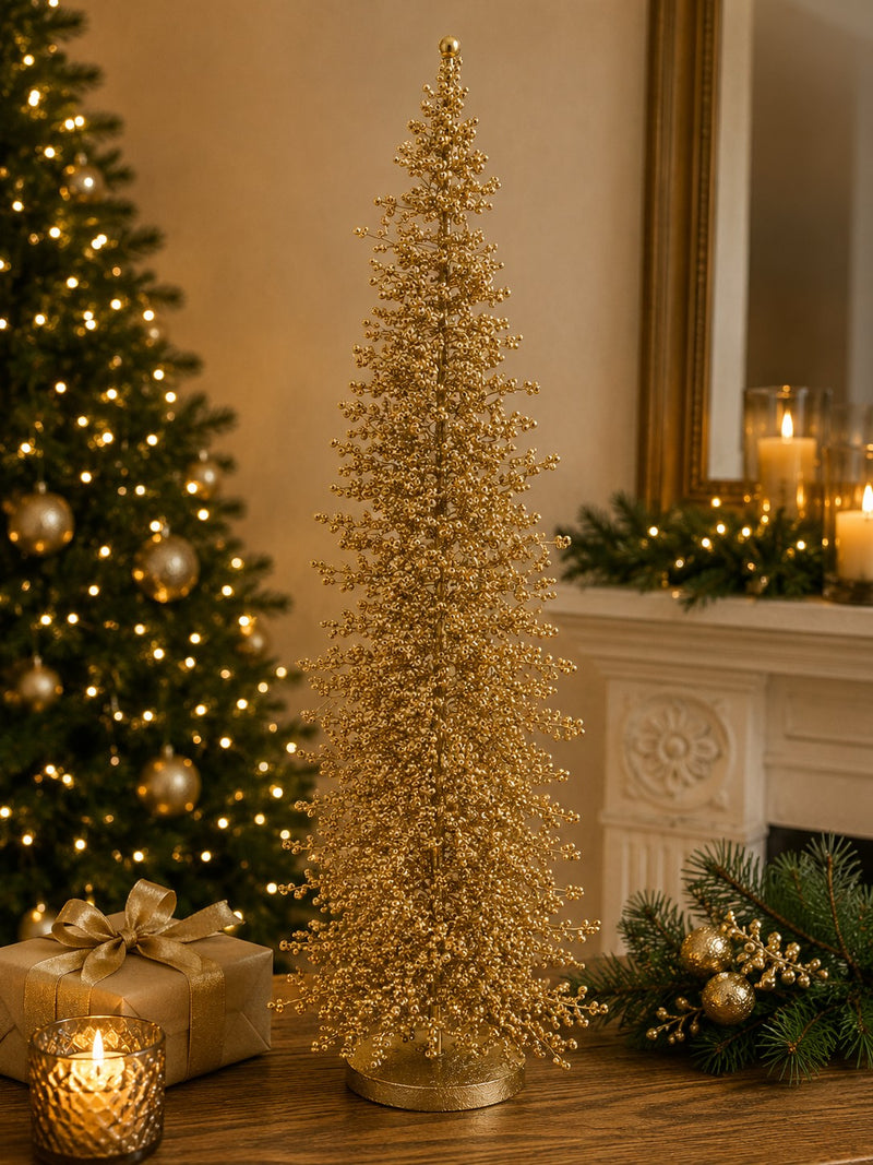 edg enzo de gasperi edg enzo de gasperi pino natalizio con perline h52 22 cm oro decorazione di natale ean 8059824726360