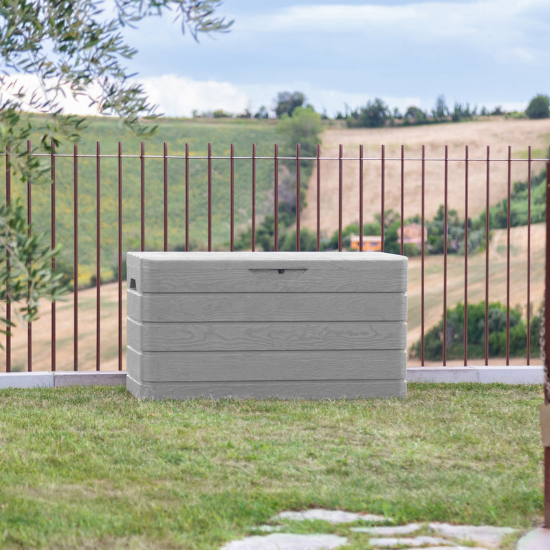 toomax toomax baule da giardino dolomiti 410 grigio tortora contenitore in plastica resistente ai raggi uv ean 8009371904247