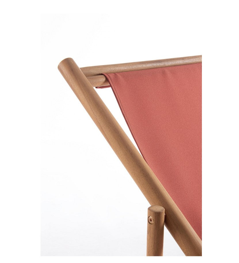 Bizzotto Bizzotto Liegestuhl Danubio in Teakholzoptik, Rückenlehne in Terrakotta, Artikelnummer 8051836783850