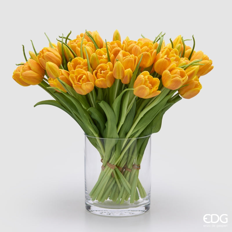 edg enzo de gasperi edg enzo de gasperi bouquete tulipano chiuso x4 h 40 cm con bocciolo giallo arancione ean 8059824612762