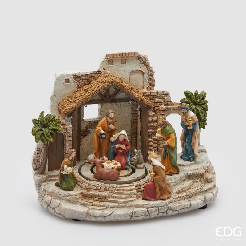 edg enzo de gasperi edg enzo de gasperi diorama presepe di natale h 22 cm l 29 cm l 16 cm musica movimento e led multicolor ean 8059824597335