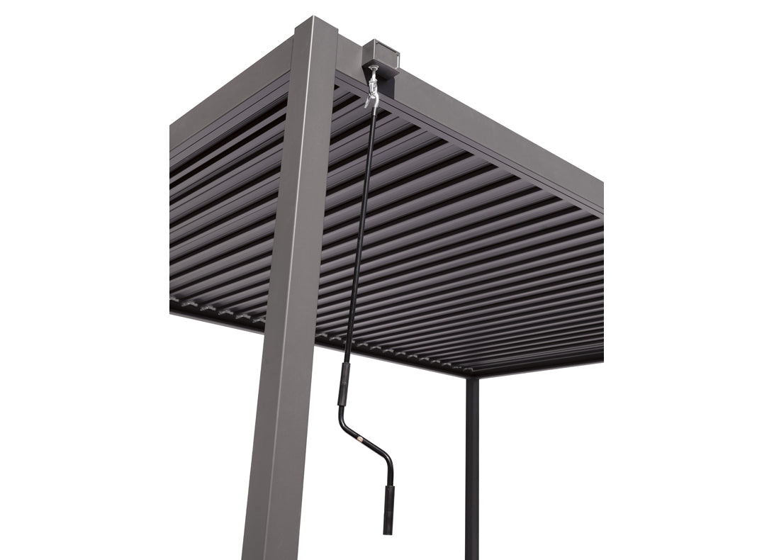 Pergola bioclimatica Garage 3x4 m antracite in alluminio, lamelle orientabili, scarico integrato