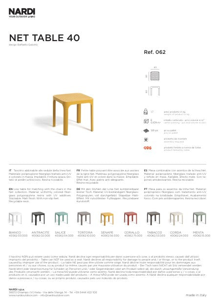 nardi nardi net table 40 salice ean 8010352062047