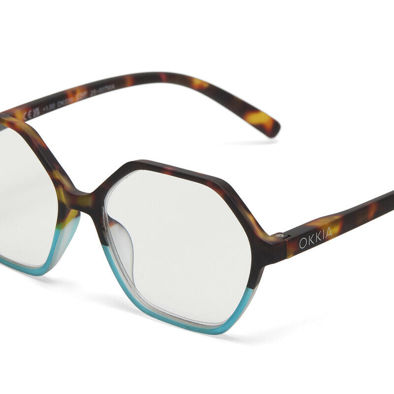 okkia okkia occhiale da lettura mod valencia premontato soft touch spring anti luce blu havana blue diottrie 1 50 ean 8056211374616