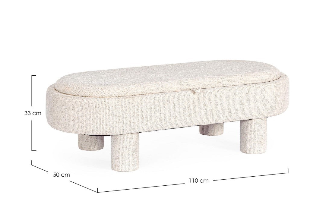 bizzotto bizzotto pouf tanya con vassoio ovale h 33 cm 110 x 50 cm bianco ean 8051836796683