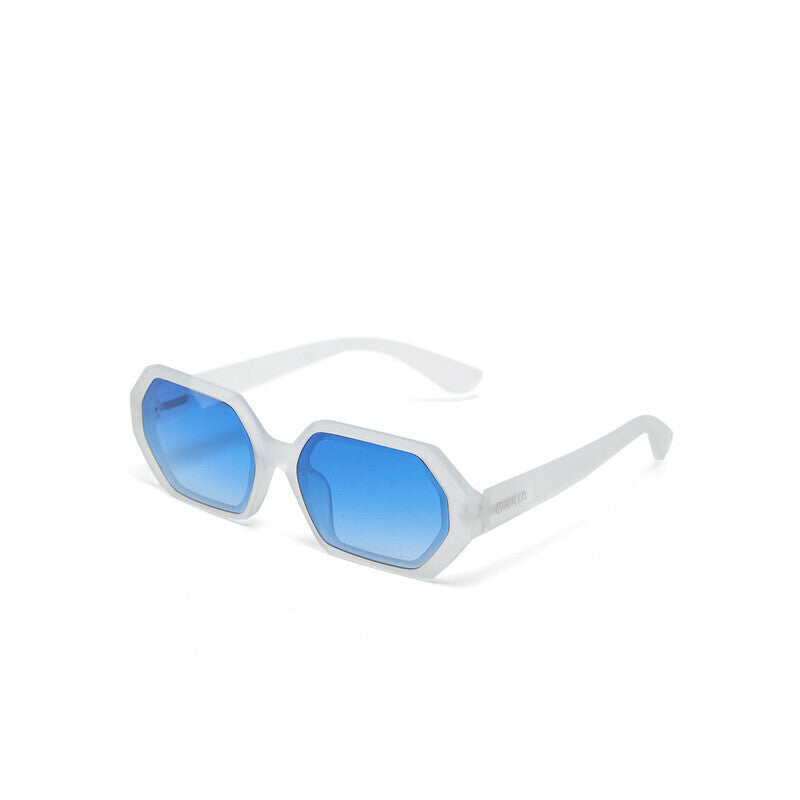 okkia okkia occhiale da sole premontato esagonale mod andrea soft touch translucent clear lenti dark blue ean 8056211375590