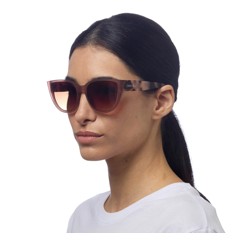 okkia okkia occhiale da sole premontato gatto lite mod silvia traslucent pink clear havana ean 8056211371486